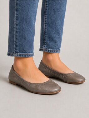 Lucky Brand Metallic Taupe Leather Ballet Flat